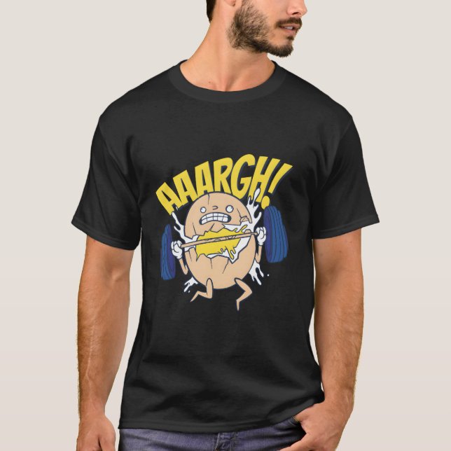 Roligt Viktande äggmotiv för Fitness Ent T Shirt (Framsida)