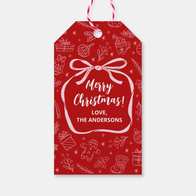 Roligt Viktigt Hand plockade jul-Helgdag Presentetikett (Baksidan)