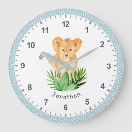 Roligt Vild DjurLejon Jungle Safari Kids Room Deco Stor Klocka