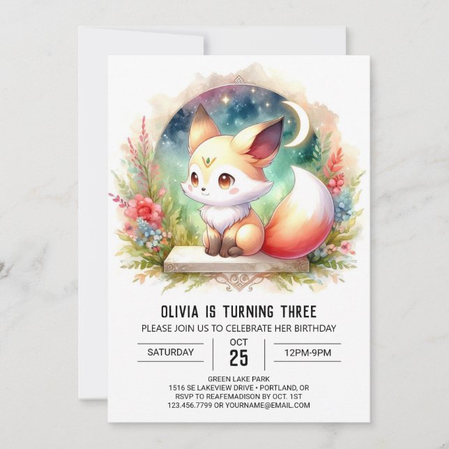 Roligt Vild Fox Birthday digital Inbjudningar (Framsida)