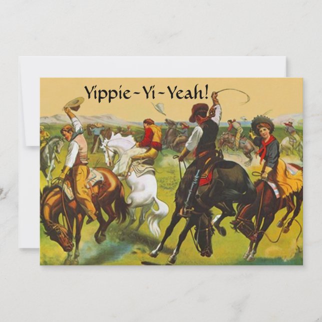 Roligt Vilda western Yippie Yi Ja-partiinbjudan Inbjudningar (Framsida)