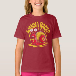 Roligt "Vill du tävla?" Söt snigelhumor Barn T-Shi T Shirt