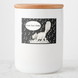Roligt Vinkling White Cat Piano Nycklar Musik note Mat Etiketter