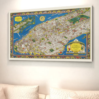 Roligt Vintage 1926 återställd Pictorial Manhattan Poster
