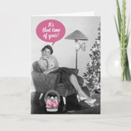 Roligt Vintage 50-tals Påskkort för damer Kort