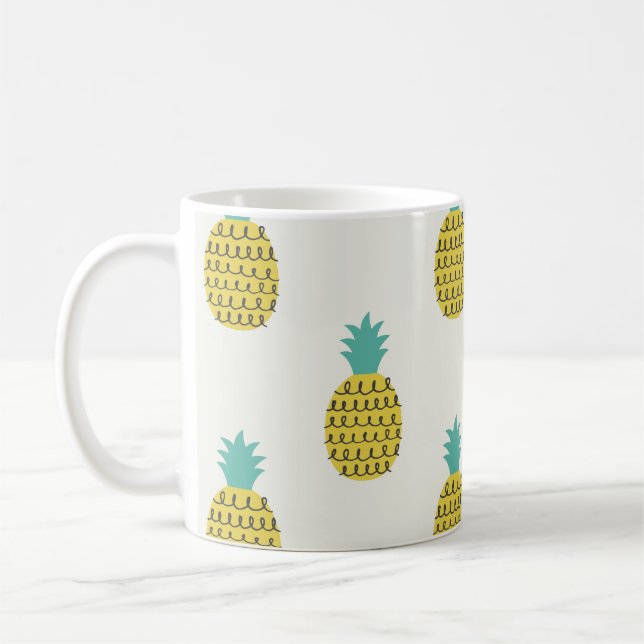 Roligt Vintage Ananas sömlös illustration. Kaffemugg (Vänster)