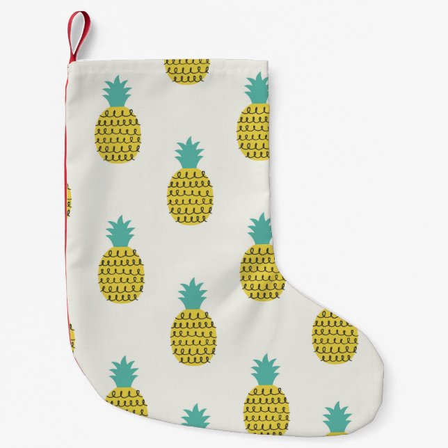Roligt Vintage Ananas sömlös illustration. Liten Julstrumpa (Framsidan)