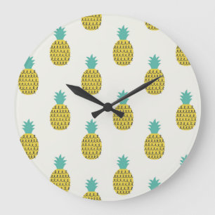 Roligt Vintage Ananas sömlös illustration. Stor Klocka