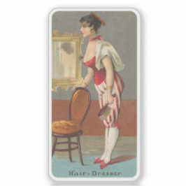 Roligt Vintage Hair Dresser Illustration 1800s Klistermärken