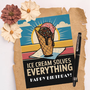 Roligt Vintage Retro Ice Cream Cone, Birthday Vykort