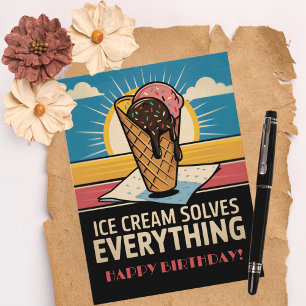 Roligt Vintage Retro Ice Cream Cone, Birthday Vykort