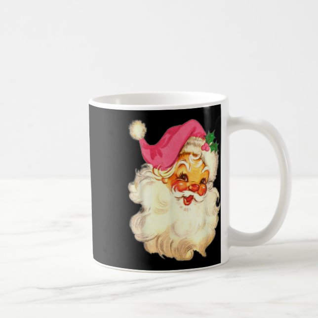 Roligt Vintage Rosa Jultomten Rosa juldesign Kaffemugg (Höger)