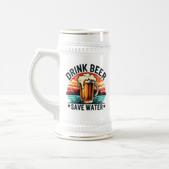 Roligt Vintage Sunset Beer Sejdel (Vänster)