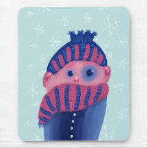 Roligt vintertecken med hatten och scarfen