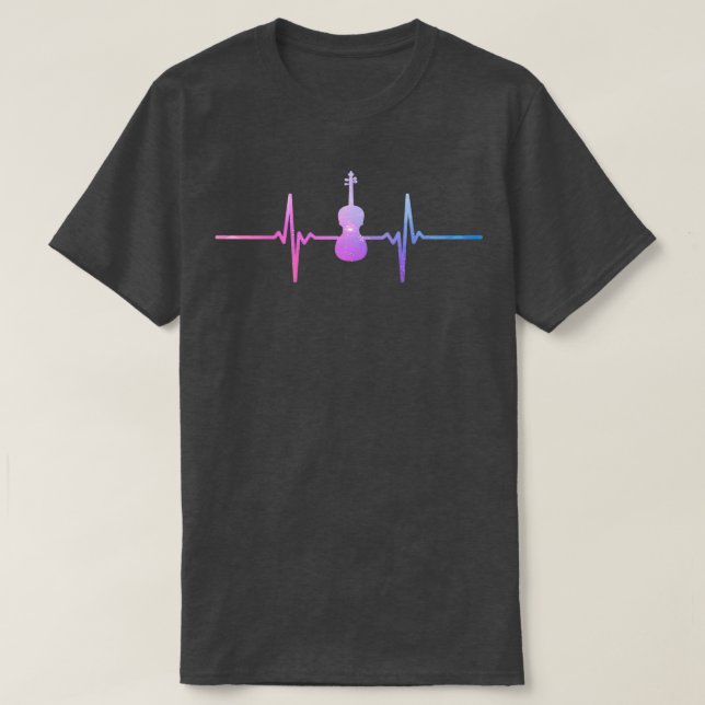 roligt, violin-citat, violin-hjärtslag t shirt (Design framsida)