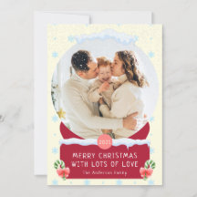 Roligt Vitt God Jul Snöglob Fotokort