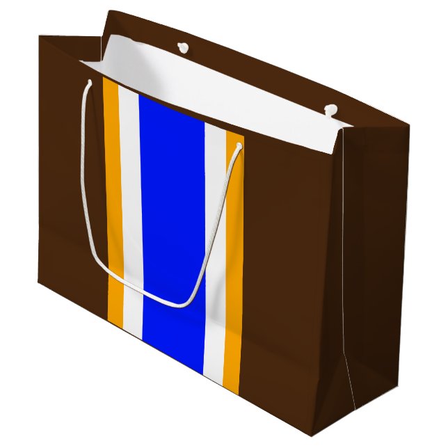 Roligt Vivid Blue Brown White Gult Tävla Rand (Framsidan Vinklad)