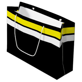 Roligt Vivid Gult Vit överkant Rand på svart