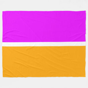 Roligt Vivid Tropical Rosa Golden Gult Färg Block Fleecefilt