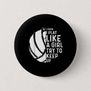 Roligt Volleyball Design Flickor Ungdom Tonåring i Knapp