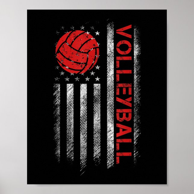 Roligt Volleyball Design För manar Kvinnor USA Pat Poster (Framsidan)