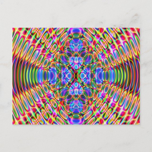 Roligt vykort, Psychedelic Trippy Red & Blue Desig Vykort (Framsida)