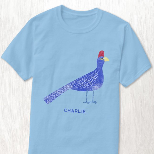 Roligt Watercolor Bird Art Personlig T Shirt (Fun personalized name Lady Ross Turaco bird art t-shirt)