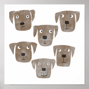 Roligt Watercolor Chocolate Labrador Retriever Hun Poster
