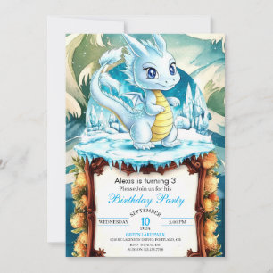 Roligt Watercolor Dragon Birthday Inbjudningar