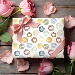 Roligt Watercolor Polka Dot Valentine Day Mönster Presentpapper