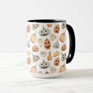 Roligt Watercolor Pumpkin Mönster Mugg
