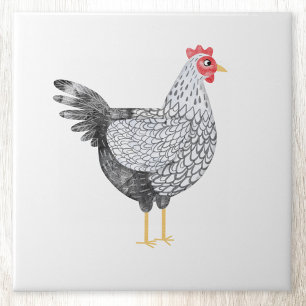 Roligt Watercolor Wyandotte Chicken Kakelplatta
