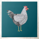 Roligt Watercolor Wyandotte Chicken Kakelplatta<br><div class="desc">En roligt och vit vattenfärgsmålning av en Wyandotte Chicken. Perfekt för ett djur eller en fågel älskare. Originalkonst av Nic Squirrell.</div>