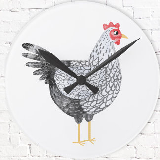 Roligt Watercolor Wyandotte Chicken Rund Klocka