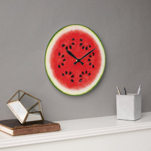 Roligt Watermelon Red Summer Fruit Slice Motif Stor Klocka