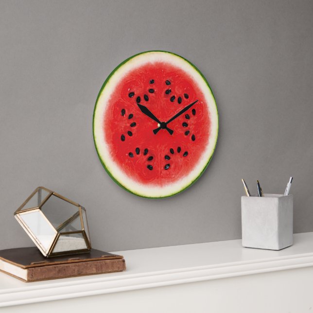 Roligt Watermelon Red Summer Fruit Slice Motif Stor Klocka (Kontor)