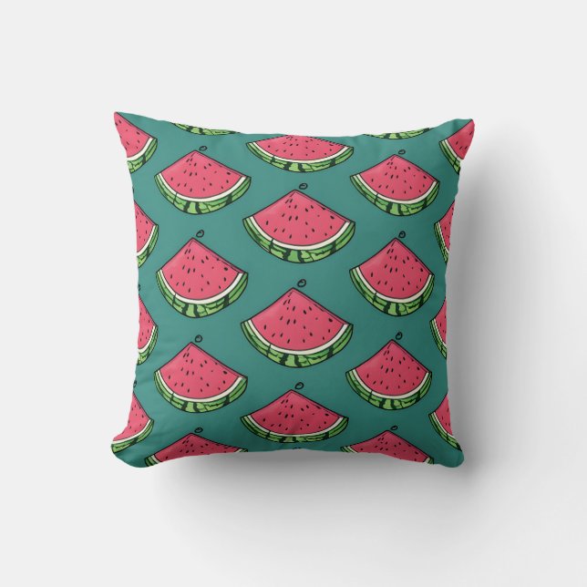 Roligt Watermelon Segce Mönster Dekorativ kudde (Framsida)