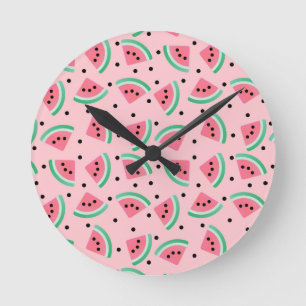 Roligt Watermelon Slice Mönster Summer Vibes Rund Klocka
