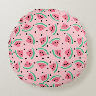 Roligt Watermelon Slice Mönster Summer Vibes Rund Kudde