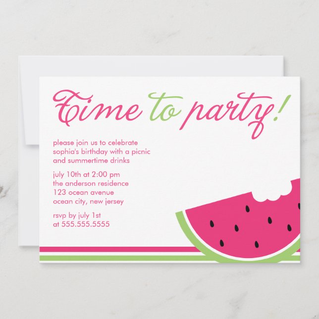Roligt Watermelon Sommaren Party Inbjudningar (Framsida)