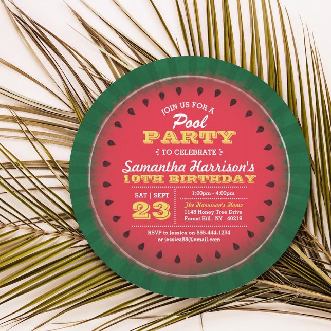Roligt Watermelon Summer Bassäng Party vid födelse Inbjudningar (Skapare uppladdad)