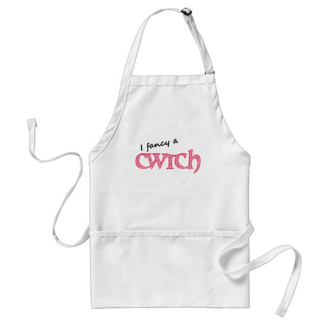 Roligt Welsh Cwtch Apron, Red Check Gingham Förkläde (Framsidan)