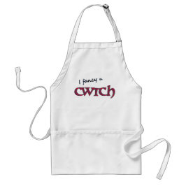 Roligt Welsh Cwtch Apron: Red Grönt Geometric Möns Förkläde