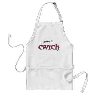 Roligt Welsh Cwtch Apron: Red Grönt Geometric Möns Förkläde