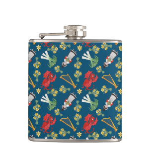 Roligt Welsh Emblems on Blue Hip Flask Fickplunta