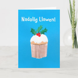 Roligt Welsh Language julcard Cupaka, Holly Helgkort