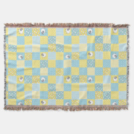Roligt Welsh Sheep Faux Patchwork Blue Gult Gingha Mysfilt