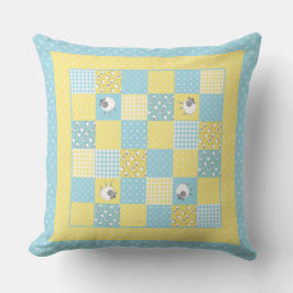 Roligt Welsh Sheep, Faux Patchwork, Pillow eller C Kudde