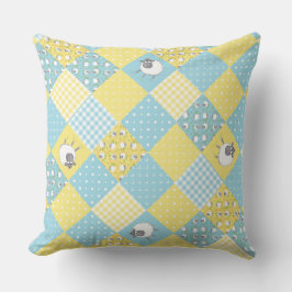 Roligt Welsh Sheep, Faux Patchwork, Pillow eller C Kudde