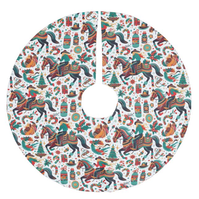 Roligt Westerna julafton Grönt Julgransmatta Borstad Polyester (Framsidan)